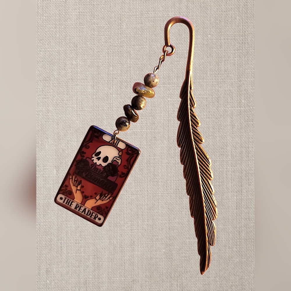 The Dark Romance Reader Tarot Crystal Feather Bookmark